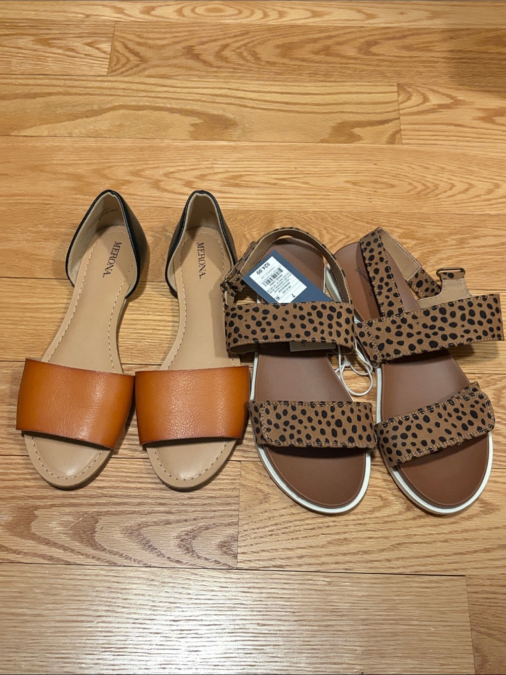 Target Merona Brown Slide & Leopard-Print Strappy Sandals Set 7